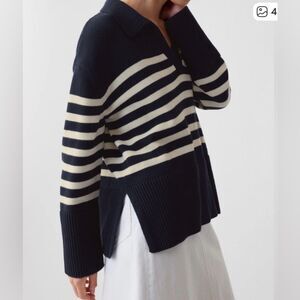 NWT Gap 24/7 Split hem Polo Sweater Size S Oversized Chunky Coastal Classic